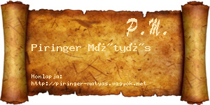 Piringer Mátyás névjegykártya